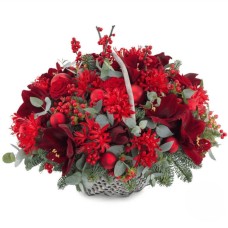 Christmas arrangement of red flowers (Deluxe)