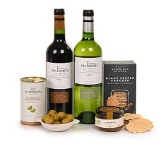 Regalo di ospitalità grande con vino Chateau les Tourtes e tapas