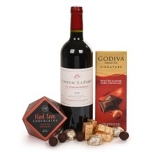 Regalo di vino rosso e cioccolato Chateau La Foret