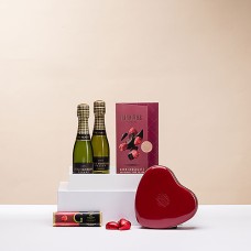 Cava frizzante con cuori di cioccolato
