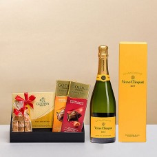 Vassoio regalo di cioccolato iconico Godiva con Veuve Clicquot