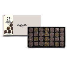 Scatola da 28 ganache al cioccolato fondente di Cluizel