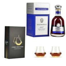 Singolo Vintage Diplomatico 43% e assortimento di 2 bicchieri