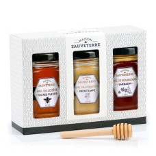 Confezione regalo 3 mieli francesi e cucchiaio di miele