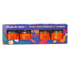 Au feu les spices box - Mixture of spices for BBQ and plancha (43g box (4 jars))