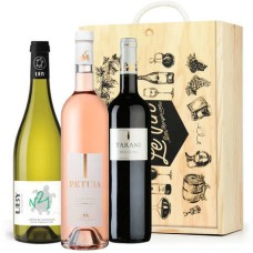 Cassetta in legno 3 vini 3 colori (rosso, bianco, ros)