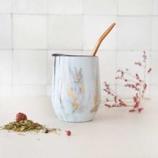 Zucca e bombilla per il mate - Acciaio inossidabile e isotermico - Marmo e oro