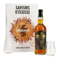 Scatola di Knockando 18 anni Whisky a maturazione lenta e 2 bicchieri