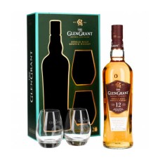 Set regalo di whisky single malt Glen Grant 12 anni 43% + 2 bicchieri