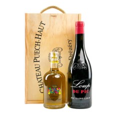 Cofanetto Pic Saint Loup Chateau Puech-haut - 1 vino rosso Loup du Pic 75cl + 1 olio d'oliva 37,5cl