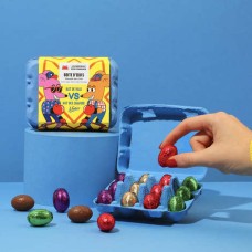 Box of 12 mini eggs milk praline almonds, milk gianduja, dark praline and dark gianduja crispy (96g tin)