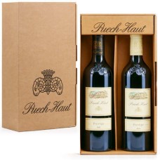Cofanetto regalo Chateau Puech-haut con 2 bottiglie: 1 vino rosso Prestige 75cl + 1 vino bianco Prestige 75cl