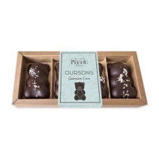 Confezione da 4 orsetti di marshmallow ricoperti di cioccolato fondente e cocco (scatola da 100 g)
