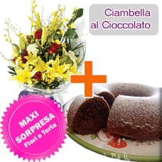 Ciambella al cioccolato + fiori (composizione classica)