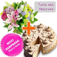 Torta di nocciole + fiori (composizione classica)