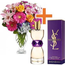 Manifesto Profumo di Yves Saint Laurent + Fiori (Composizione Classica)