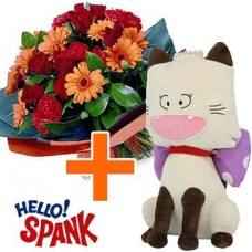 Hello Spank 30cm Kitty + Flowers (Composizione Classica)