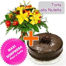 Torta alla Nutella + Fiori (Composizione Classica)