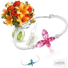 Bracciale con elementi Swarovski + fiori (composizione classica)