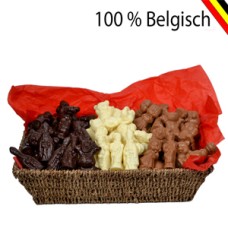 Cesto di Sinterklaas da 1 kg con statuine di cioccolato Callebaut