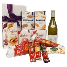 Delizioso pacchetto regalo belga con vino Chablis