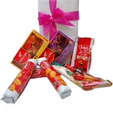 Pacchetto Regalo Belga Con Biscotti, Torrone E Cioccolato