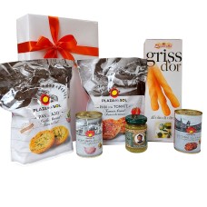 Pacchetto regalo con snack italiani e spagnoli
