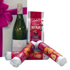 Vino Bianco Francese Con Prelibatezze Belghe In Confezione Regalo