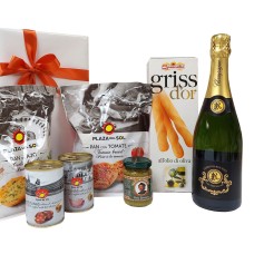 Regalo con snack italiani e spagnoli E champagne