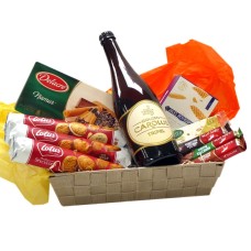 Cestino di caramelle con tripla di birra belga