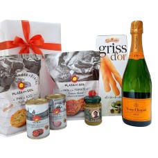 Regalo Veuve Clicquot con snack italiani e spagnoli