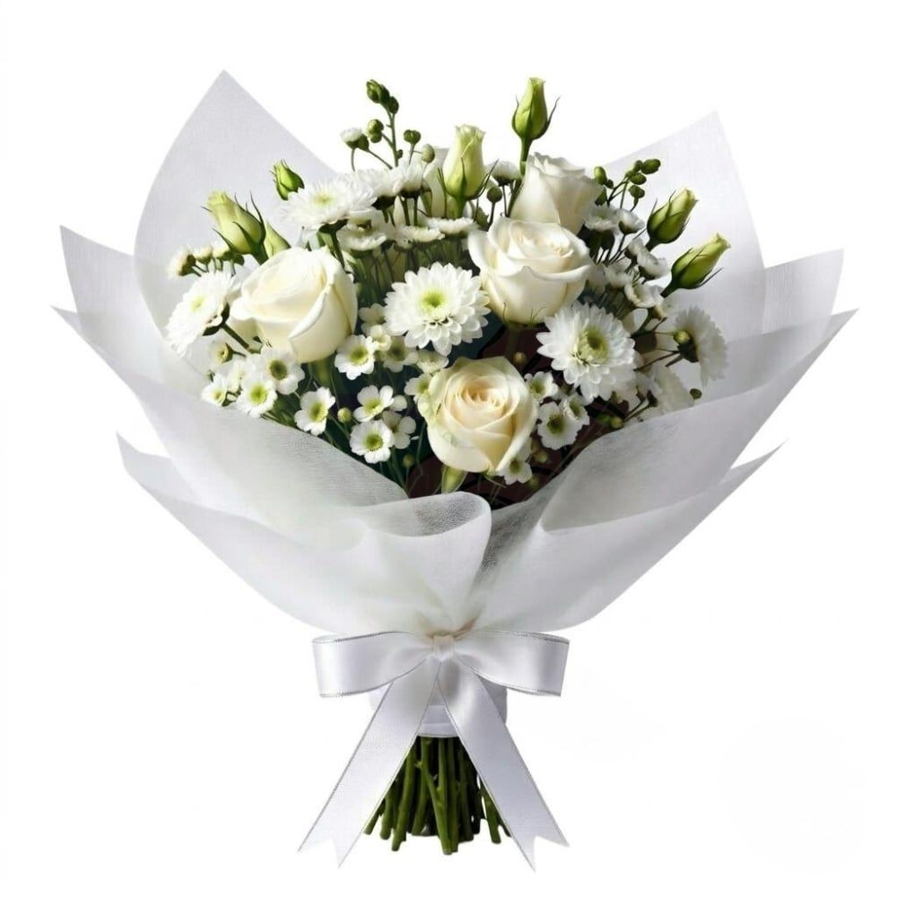 Bouquet da funerale misto bianco (raffinato)
