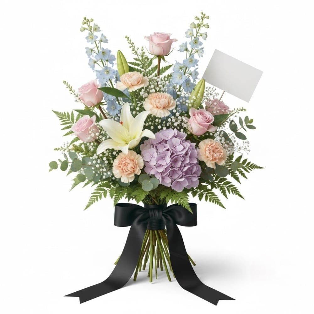 Bouquet funebre di fiori misti di stagione (raffinato)