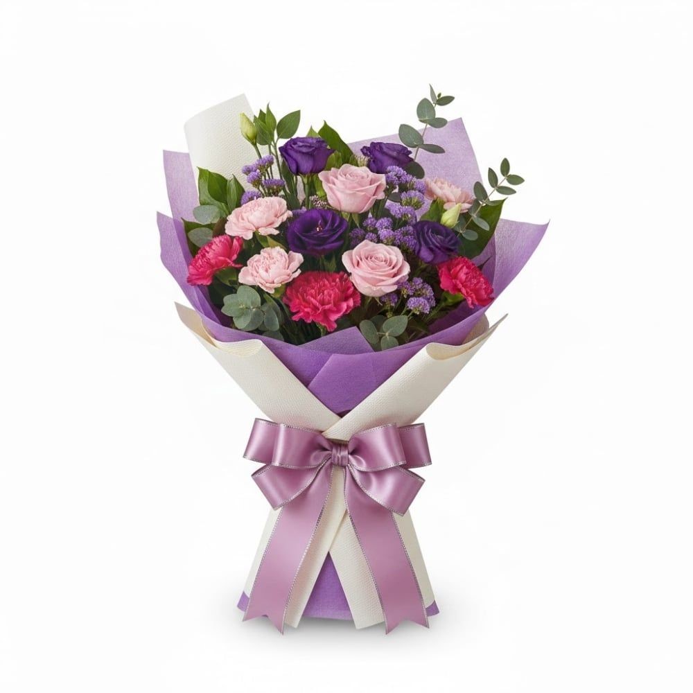 Bouquet funebre rosa e viola (raffinato)