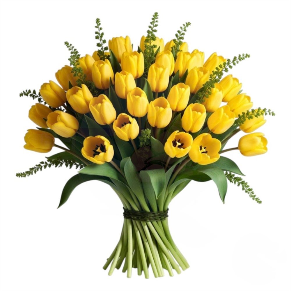 Bouquet of 50 yellow tulips (Refined)