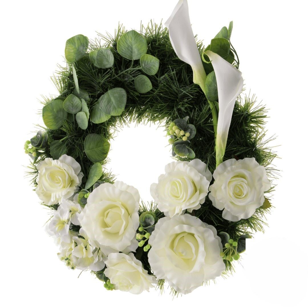 Composizione floreale commemorativa bianca (raffinata)