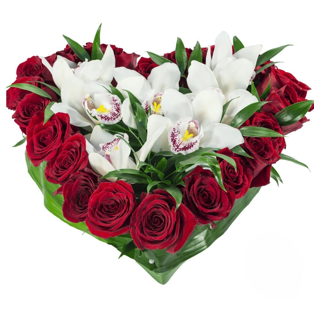 Heart Orchids and Red Roses (Refined)