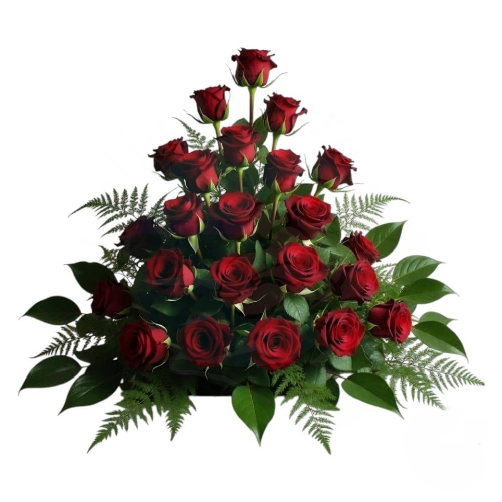 Spruzzo funebre di rose rosse