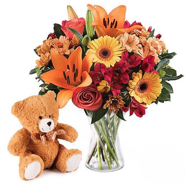 Bouquet di arance con orsacchiotto (Raffinato)