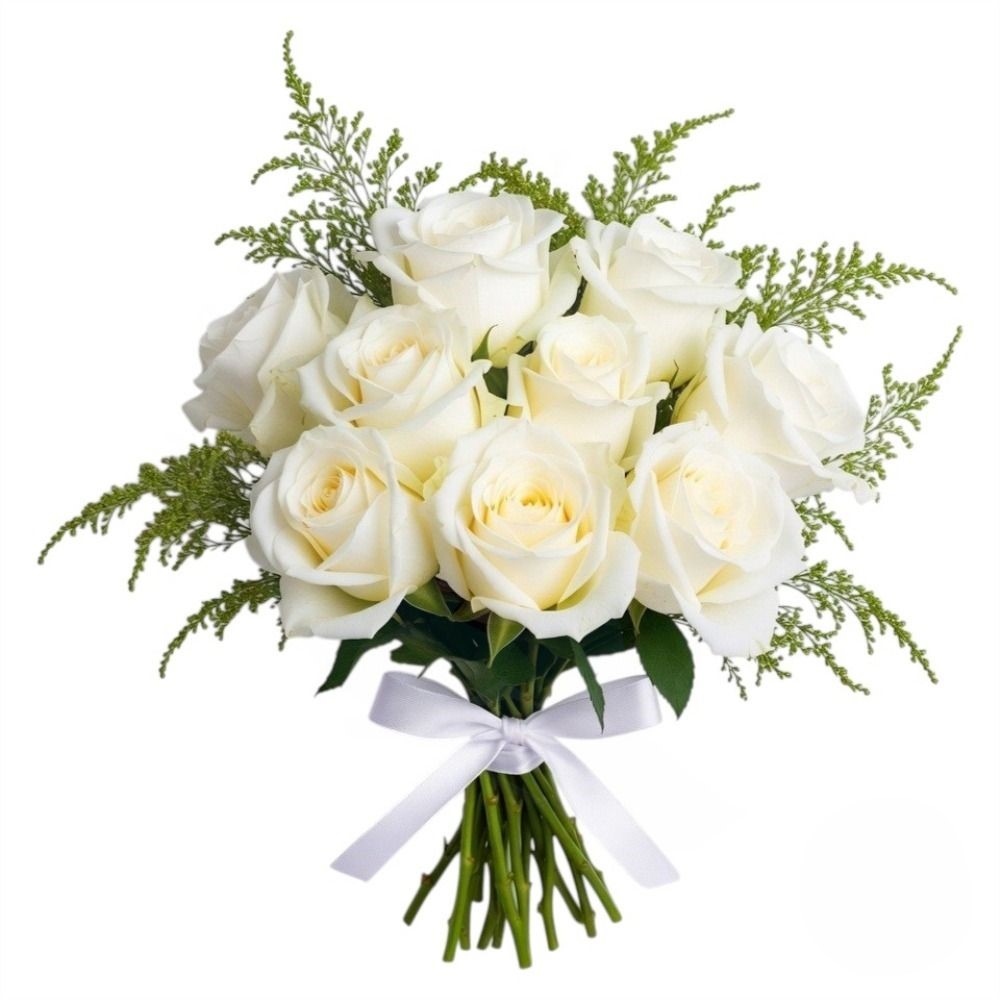 Bouquet di 9 rose bianche (raffinate)