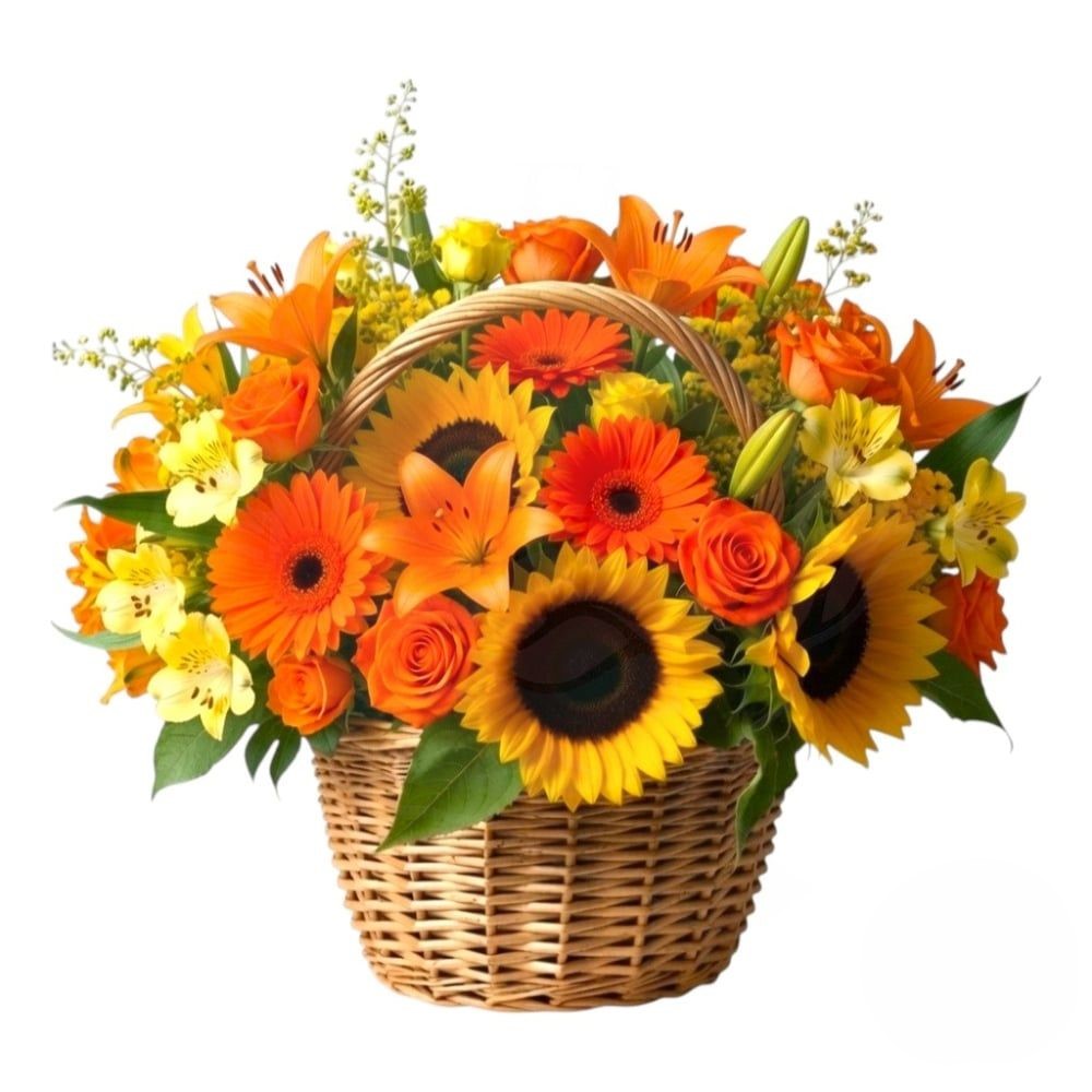 Cesto di girasoli e fiori d'arancio (Raffinato)