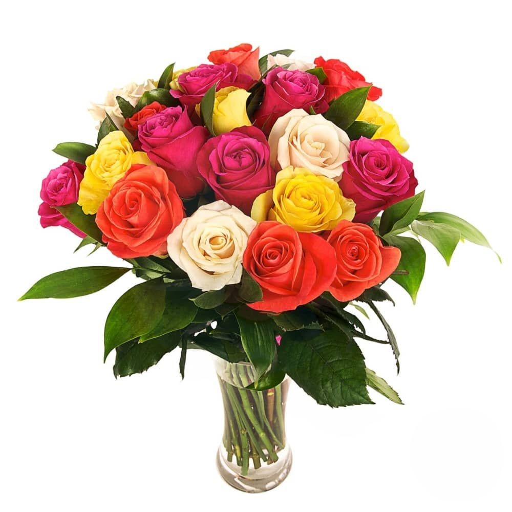 Bouquet di 24 rose di colori misti (Raffinato)