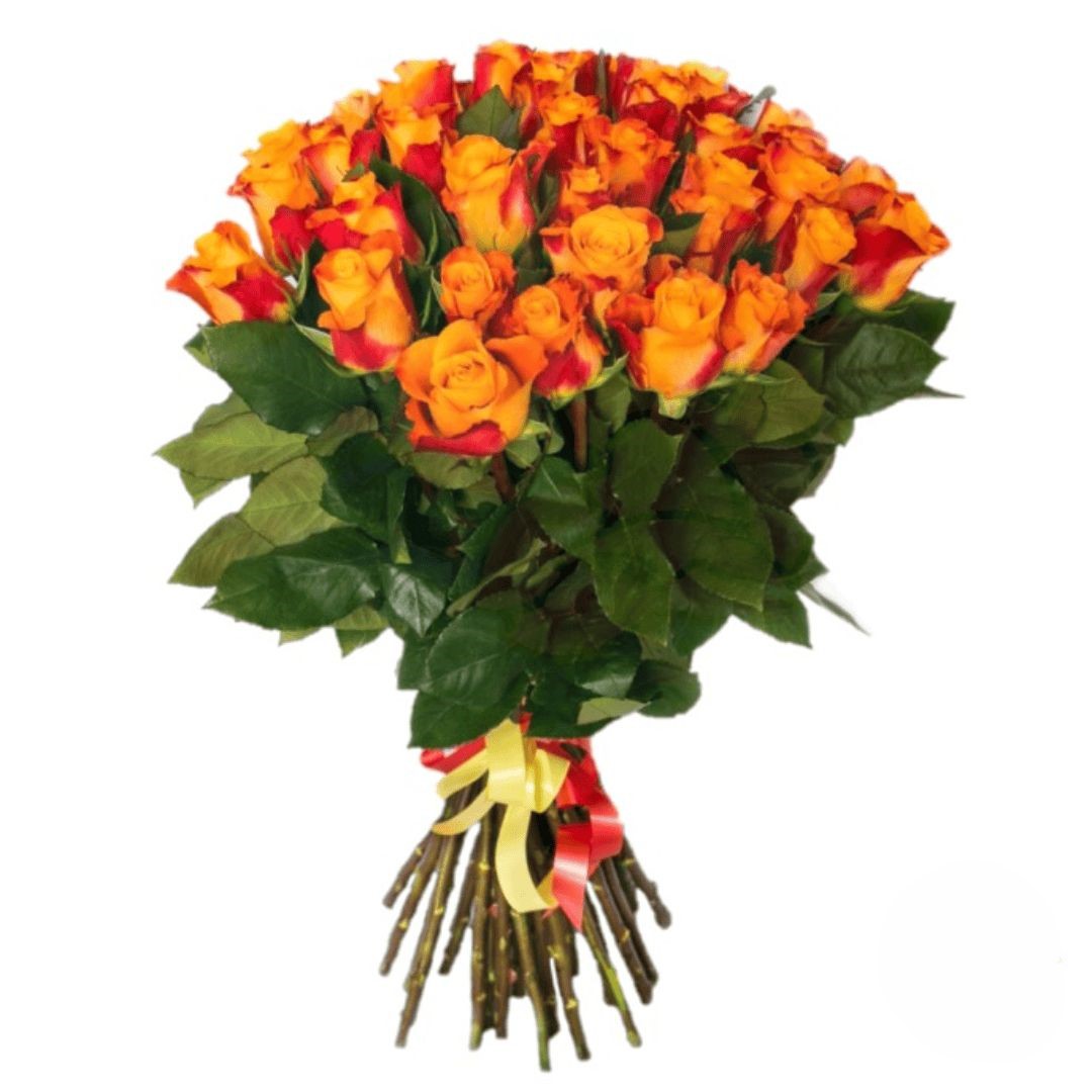 Bouquet di 24 rose arancioni (raffinato)