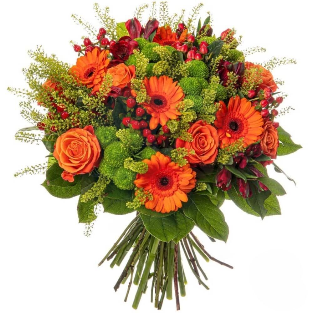 Bouquet di gerbere e rose arancioni (Raffinato)