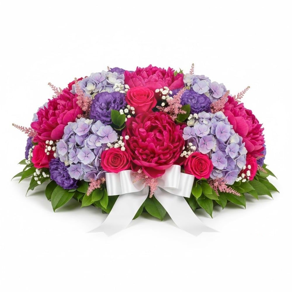 Composizione funebre viola e rosa (raffinata)