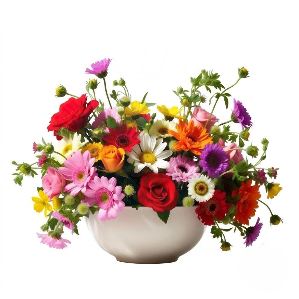 Centerpiece with coloured flowers (Refined)