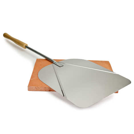 Set composto da pietra refrattaria e paletta in acciaio inox.