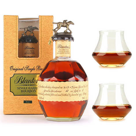 Whisky Blanton's Original single barrel bourbon 46,5% e i suoi 2 bicchieri