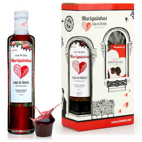 Ginja de Obidos con Bicchieri di Cioccolato - Licor di amarene del Portogallo 18%