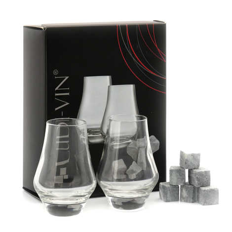 Set regalo con 2 bicchieri e 6 cubetti di ghiaccio da whisky
